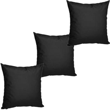 Imagem de 3 Almofadas Cheias P/ Sofá Decorativas Impermeáveis Pequena Preto