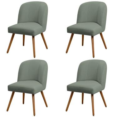 Imagem de Kit 04 Cadeiras De Jantar Cléo Pés Palito Linho Verde - Nexta Casa