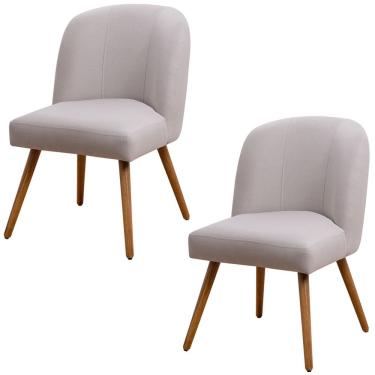 Imagem de Kit 02 Cadeiras De Jantar Cléo Pés Palito Linho Cru - Nexta Casa