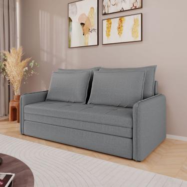 Imagem de Sofá Cama Retrátil 3 Lugares Veneza 1,56m Linho Cinza