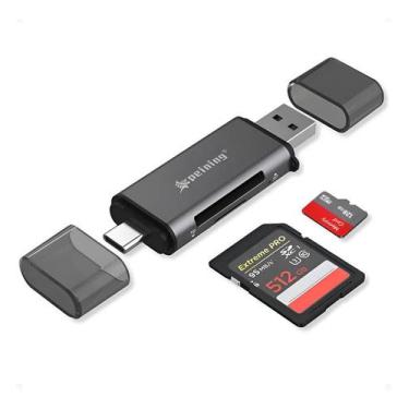 Imagem de Leitor De Cartão De Memória Sd E Micro Sd Para Usb-c E Usb-a - Congrat
