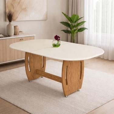 Imagem de Mesa de Jantar Oval 137cm em MDF Moderna Para Sala de Jantar ou Cozinha Mesa Elegante 4 Lugares