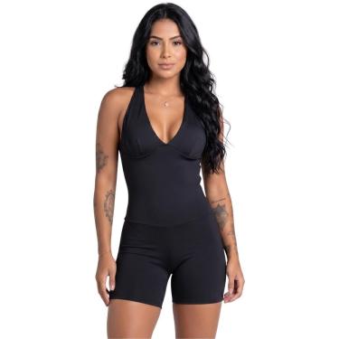 Imagem de Macaquinho Com Bojo Suplex Liso Vekyo Roupa Para Academia Treino Moda Fitness Feminina...