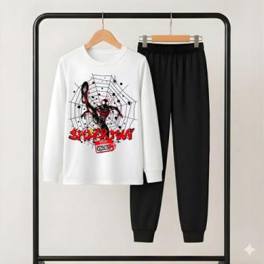 Imagem de Conjunto Kit Spider Man Miles Morales Camisa Manga Longa + Calça Molet
