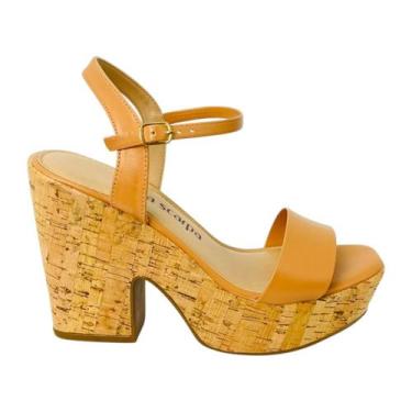 Imagem de Sandália Feminina Via Scarpa Napa Cortiça, Nozes, 38