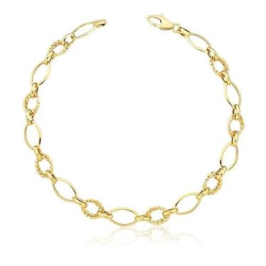 Imagem de Pulseira Ouro 18k Feminina Argolas Diamantadas - Paulistana Joias