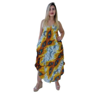 Imagem de Vestido Feminino Indiano Alça Trapézio Longo Plus Size-Cod.5035 - ALÉC