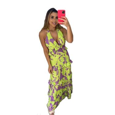 Imagem de Vestido Longo Estampado - Conexão Jeans , Roxo