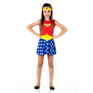 Imagem de Fantasia Mulher Maravilha Infantil Pop com Tiara Clássica - Sulamerica
