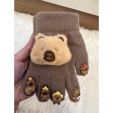 Imagem de Luva Infantil Capivara 3D Termica Para 4-10 Anos(5 dedos acrilico) - p