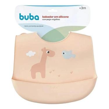 Imagem de Babador Infantil em Silicone com Pega Migalhas Buba Cloudy Girafa Bege