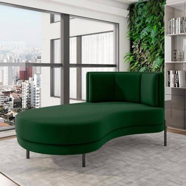 Imagem de Sofá Chaise Lado Esquerdo Downey 1 Lugar 165cm Verde Veludo Gran Belo