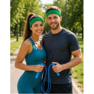 Imagem de Kit 3 Faixas Headband + Corda de Pular Fitness Academia Unissex - Quer