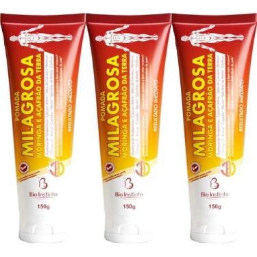 Imagem de Kit 3 Pomada Massageadora Milagrosa Moringa e Açafrão 150g - Bio Insti