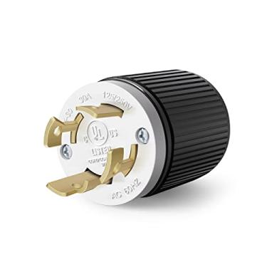 Imagem de Plugue de bloqueio ENERLITES de grau industrial 30A 125/250V, NEMA L14-30P, 3P, 4W, 66470-BK, preto, 1 pacote
