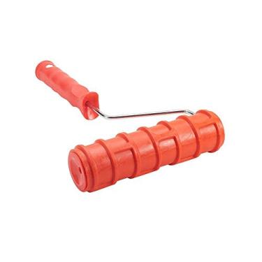 Imagem de Rolo de parede vermelho escova rolos de impressão em relevo cola macia alça de plástico vermelho conjunto de pintura de parede de vários padrões ferramentas de decoração para casa, 12