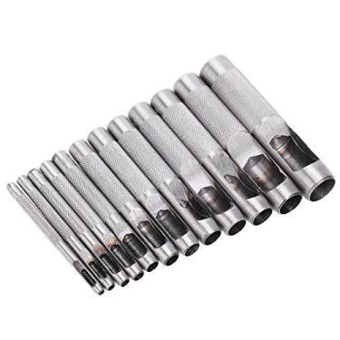 Imagem de Conjunto de perfuradores de furo, ferramentas manuais multifuncionais de aço carbono 12 peças perfurador oco de 3 a 16 mm, couro para pulseira de relógio cinto de couro