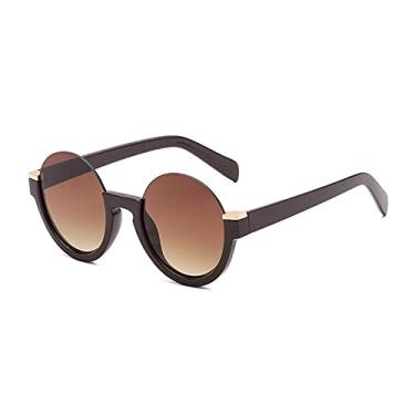 Imagem de Óculos de sol femininos redondos sem aro fashion com gradiente retrô lentes transparentes armação sombras uv400,4, china