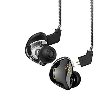 Imagem de Yinyoo Fones de ouvido intra-auriculares CCZ Coffee Bean Over Ear Fones de ouvido com fio com som de graves HiFi 1DD para adolescentes, palco de músicos, baterista para academia, treino, igreja (com microfone, preto)
