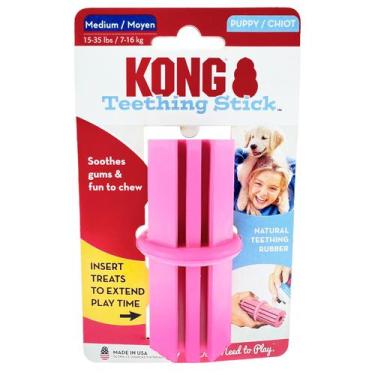 Imagem de Brinquedo Recheável Para Cachorro Kong Stick Puppy Mordedor Médio Rosa