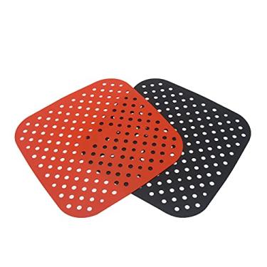 Imagem de Forros reutilizáveis Air Fryer acessórios para fritadeira Air Fryer - 19 cm ou 21 cm, quadrados, tapetes de cesta de silicone antiaderente para fritadeira a ar (19 cm)