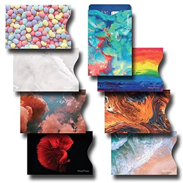Imagem de 8 capas com bloqueio de RFID, protetor de cartão de crédito, porta-cartão de crédito antirroubo, fácil de reconhecer, impressões coloridas vívidas