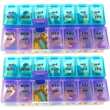 Imagem de MEDca Organizador semanal de comprimidos, duas vezes por dia, pacote com 2