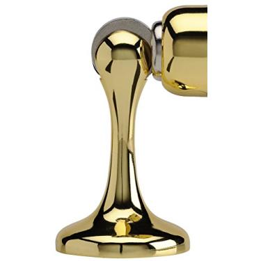 Imagem de SOSS Batente de porta magnético de zinco com suportes de parafuso oculto, acabamento exterior de latão brilhante (MDHBUS3-HS) preto, 17,78 x 2,54 cm