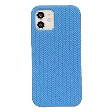 Imagem de Capa de silicone para iPhone 14 Pro Max cobertura total lã cor contraste capa compatível com iPhone 12 13 11 Pro Max Mini XS X XR 7 8 14 Plus SE2 (iPhone13, azul claro)