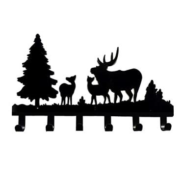 Imagem de KIZQYN Ganchos de casaco gancho de parede decorativo silhueta de arte criativa ganchos de casaco montados na parede de metal com 6 ganchos para chapéu chaveiro armazenamento rack de casaco montado na parede (cor: latão)