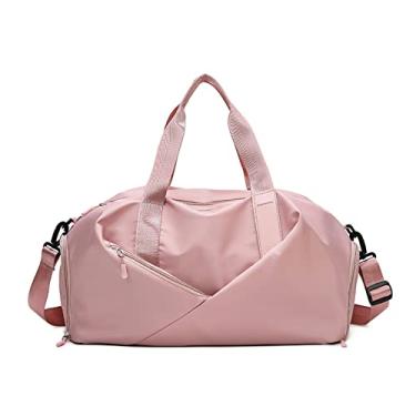 Imagem de Bolsa feminina Oxford de tecido para academia, bolsa de ombro, bolsa de ombro, separação molhada e seca, dobrável, grande capacidade, para treinamento, viagem, academia,, rosa, large