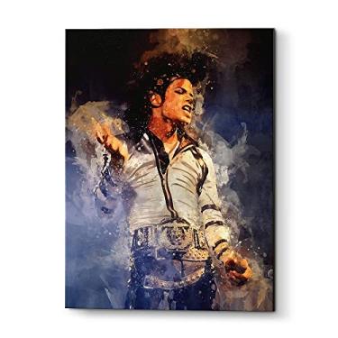 Imagem de Placa Decorativa Cantor Michael Jackson Aquarela
