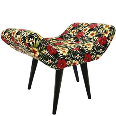 Imagem de Puff Decorativo Elegance Jacquard Floral Vermelho