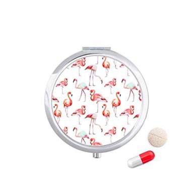 Imagem de Caixa de armazenamento de medicamentos com estampa de flamingo rosa e branco