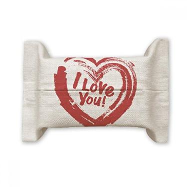 Imagem de Bolsa de linho de algodão com estampa de coração vermelho I Love You