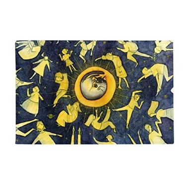 Imagem de DIYthinker Miaoji Tapete para porta de banheiro com pintura aquarela gato, lua, tapete antiderrapante