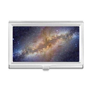 Imagem de Carteira amarela com estampa de ilustração do universo galáxia porta-cartões