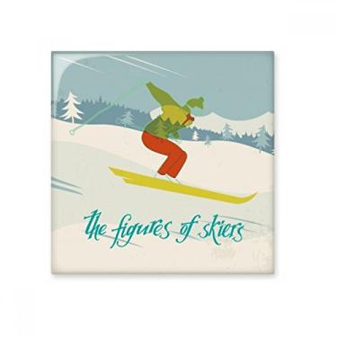 Imagem de Esqui, Esqui, Esportes, Inverno, Ilustração, Azulejo Cerâmico, Decalque Brilhante, Pedra Adorna de Tijolos