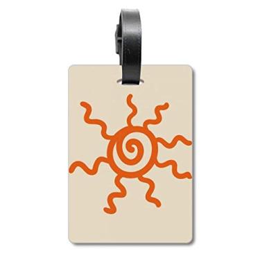Imagem de Pintura à mão laranja Sunshine Sun Suitcase Bag Tag Bagagem Etiqueta Scutcheon Etiqueta