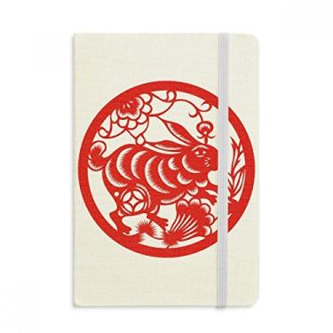 Imagem de Caderno de arte do zodíaco chinês com estampa de coelho cortado em papel oficial de tecido rígido diário clássico