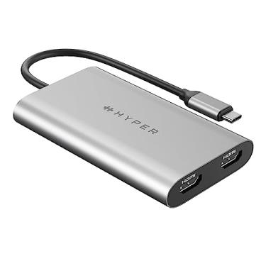 Imagem de Hyper Adaptador HDMI Dual Drive 4K para Mac M1, Hub USB C 3 em 1: HDMI 4K 60Hz, HDMI 4K 30Hz, USB-C PD 100W para MacBook Pro/Air (M1 e alimentado por Intel), Windows PC, Chromebook