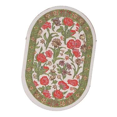 Imagem de Tapete Em Miniatura, Cor Delicada 1/12 Tapete Oval Decorativo para Casa de Bonecas (B01 Flor de Folha Verde)