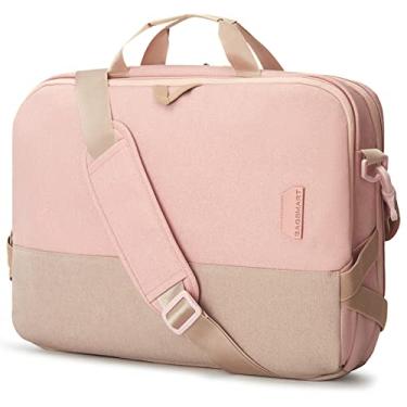 Imagem de BAGSMART Bolsa para laptop feminina, pasta para laptop de 15,6 polegadas, capa para laptop com bloqueio de RFID, bolsa de ombro para computador, rosa, 15.6 inch, Elegante e simples