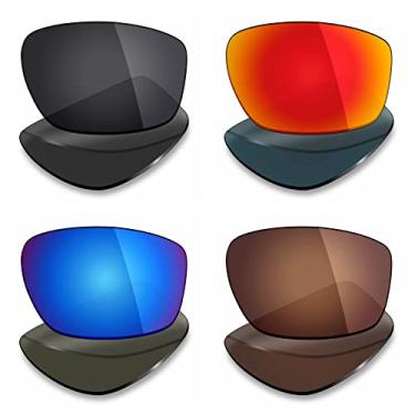 Imagem de Mryok 4 pares de lentes polarizadas de substituição para óculos de sol Oakley Valve New 2014 – Stealth preto/vermelho fogo/azul gelo/marrom bronze