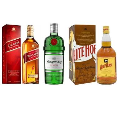 Imagem de Whisky Red Label 1L + White Horse 1L + Gin Tanqueray 750ml - Red Label