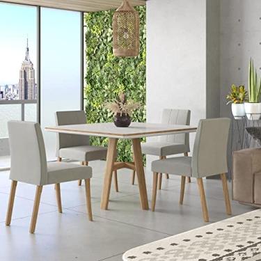 Imagem de Conjunto Sala de Jantar Mesa 120x120cm Vidro com 4 Cadeiras Ágata Cristal Tradição Móveis