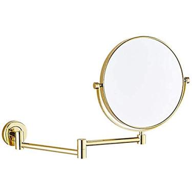 Imagem de Espelhos de maquiagem montados na parede de 20 cm ampliação estendem espelho cosmético de barbear ajustável e resistente espelhos de vaidade de banheiro (cor: dourado, tamanho: 5X)