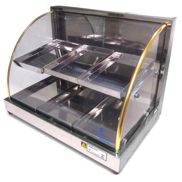 Imagem de Estufa para Salgados Dupla 6 Bandejas Vidro Curvo a Gás Inox Bares Bar Restaurante - Supritecs Equipamentos