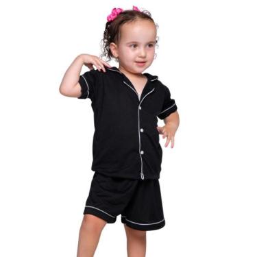 Imagem de Pijama Infantil Menina Verão Americano Blusa Com Gola E Short - Brenda
