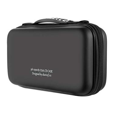 Imagem de alavisxf xx Capa para CD, capa protetora de EVA para DVD Blu-ray com capacidade de 96 unidades, estojo portátil com zíper para CD, organizador de disco, bolsa carteira para carro, viagem em casa